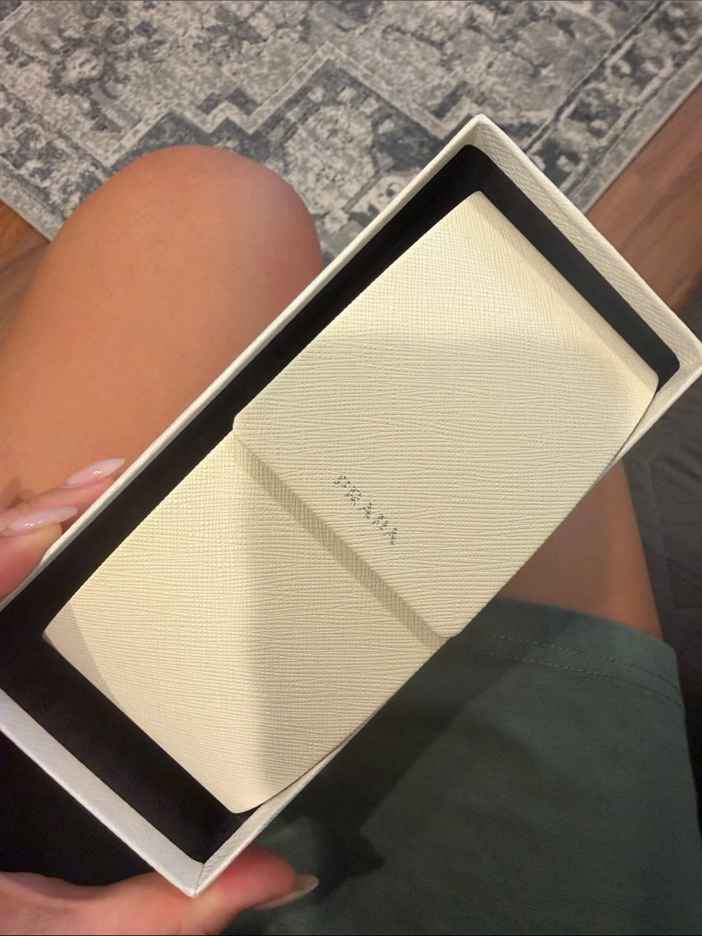 New Prada Cream Saffiano Leather sunglass case